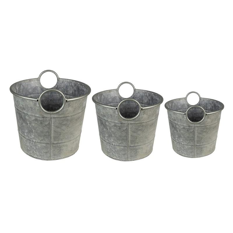 Clayre & Eef Supporto per piante Ø 32x25 cm Grigio Verde Metallo Rotondo