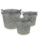 Clayre & Eef Plant Holder Ø 32x25 cm Grey Green Metal Round