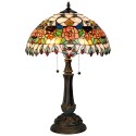 LumiLamp Lampe de table Tiffany Ø 41x67 cm  Rouge Vert Verre Demi-cercle Rose