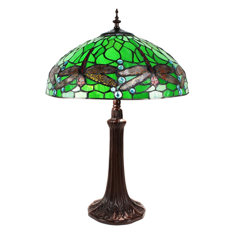LumiLamp Table Lamp Tiffany Ø 41x59 cm  Green Yellow Metal Glass Dragonfly