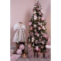 Clayre & Eef Décoration de Noël avec éclairage LED Gnome 44 cm Rose Tissu