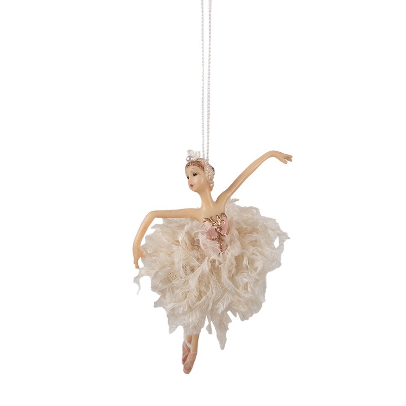 Clayre & Eef Weihnachtsanhänger Ballerina 15 cm Rosa Beige Polyresin