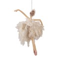 Clayre & Eef Ornamento Natalizio Ballerina  15 cm Rosa Beige Poliresina