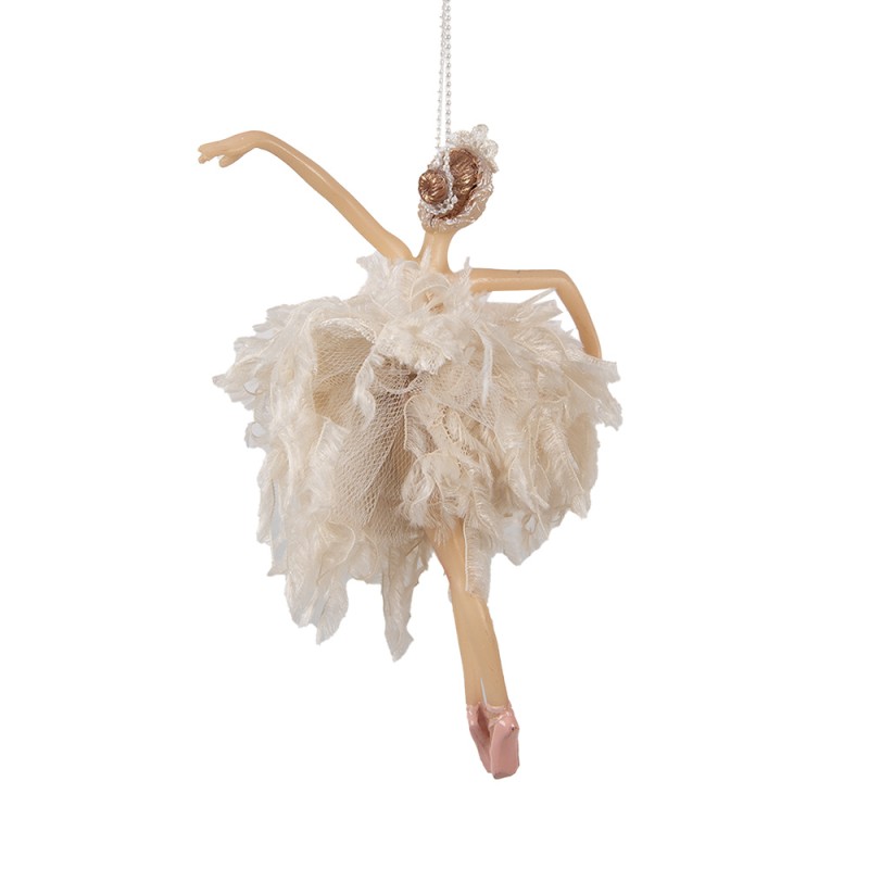 Clayre & Eef Ornamento Natalizio Ballerina  15 cm Rosa Beige Poliresina