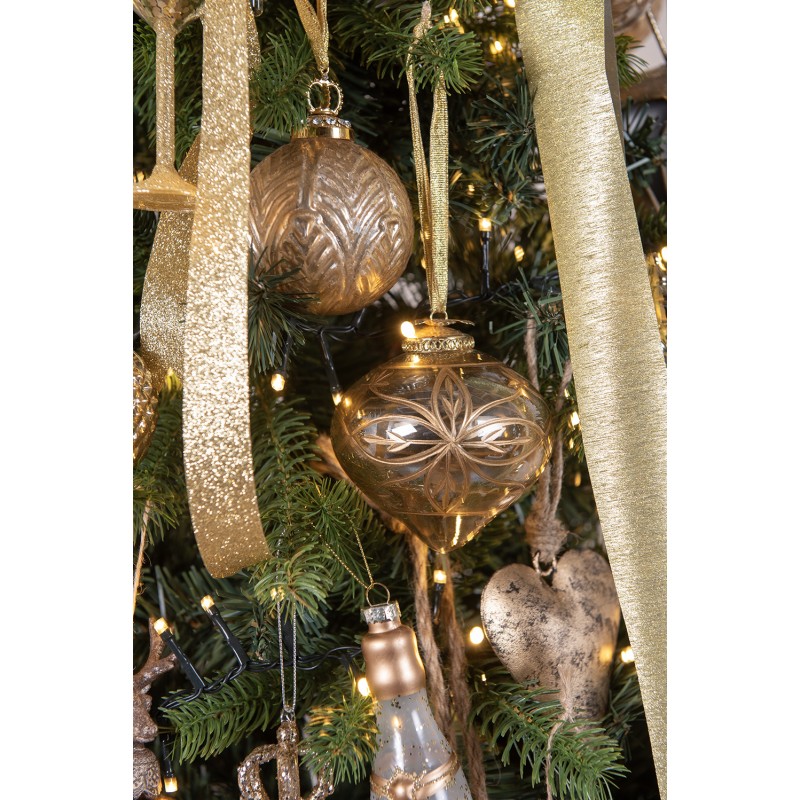 Clayre & Eef Weihnachtskugel Ø 8 cm Goldfarbig Glas