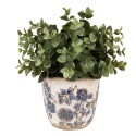Clayre & Eef Pot de fleurs Ø 13x12 cm Beige Bleu Céramique Fleurs