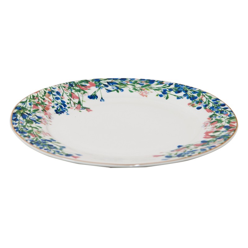 Clayre & Eef Breakfast Plate Ø 21 cm Blue White Porcelain Flowers