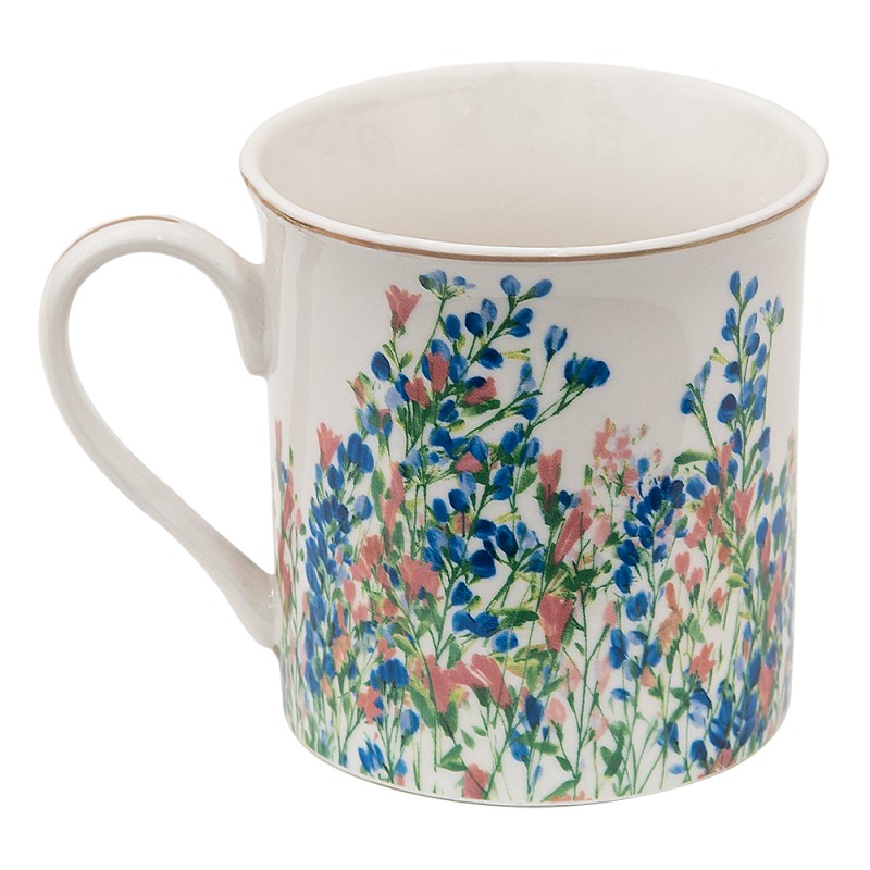 Clayre & Eef Tasse 330 ml Blau Weiß Porzellan Blumen