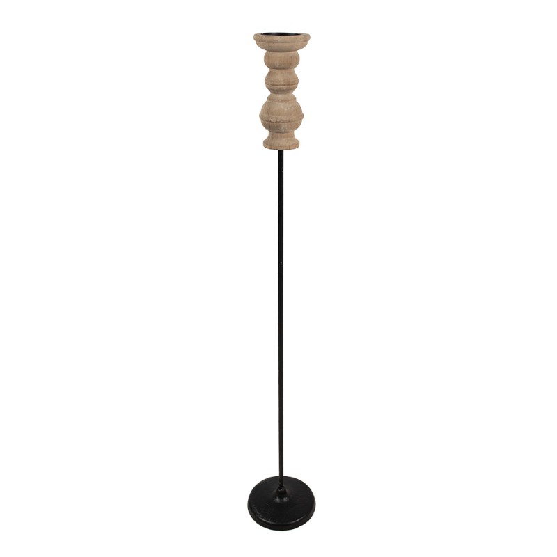 Clayre & Eef Candle holder 102 cm Black Brown Wood Iron