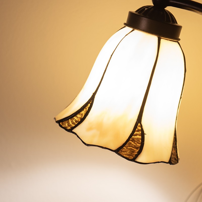 LumiLamp Lampada da tavolo Tiffany Ø 15x46 cm  Beige Marrone  Vetro