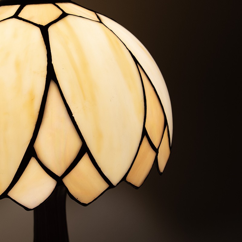 LumiLamp Lampada da tavolo Tiffany Ø 25x42 cm  Beige Marrone  Vetro