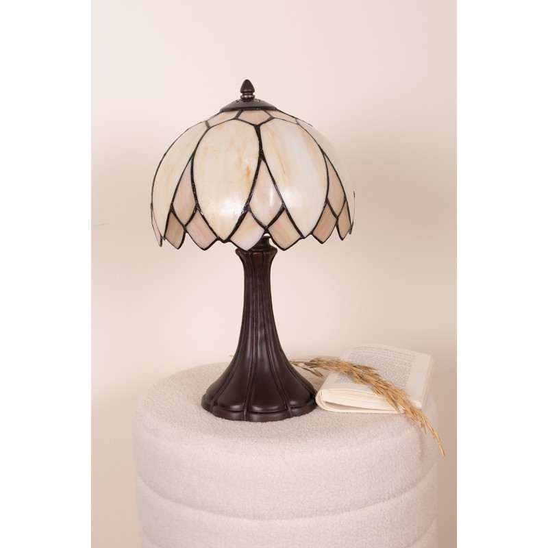 LumiLamp Lampe de table Tiffany Ø 25x42 cm  Beige Marron Verre