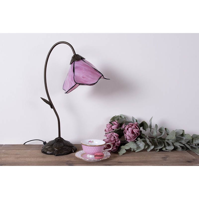 LumiLamp Tiffany Tafellamp  30x48 cm  Roze Glas