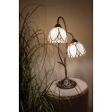 LumiLamp Lampe de table Tiffany Ø 33x61 cm Beige Marron Verre Fleurs