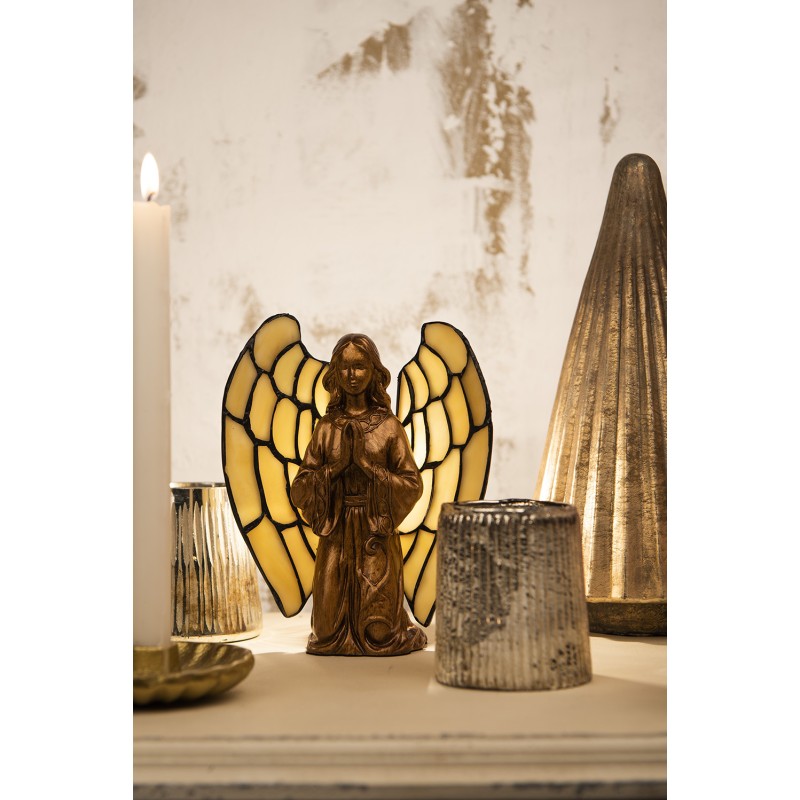 LumiLamp Table Lamp Tiffany Angel 16x10x18 cm  Beige Glass
