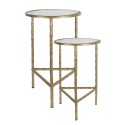 Clayre & Eef Side Table Set of 2 Ø 35 Ø 30 cm Gold colored Iron Glass