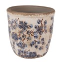 Clayre & Eef Pot de fleurs Ø 14x14 cm Beige Bleu Céramique Fleurs