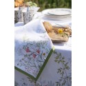 Clayre & Eef Tablecloth Ø 170 cm White Cotton Round Flowers