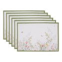 Clayre & Eef Tischsets 6er Set 48x33 cm Weiß Baumwolle Blumen