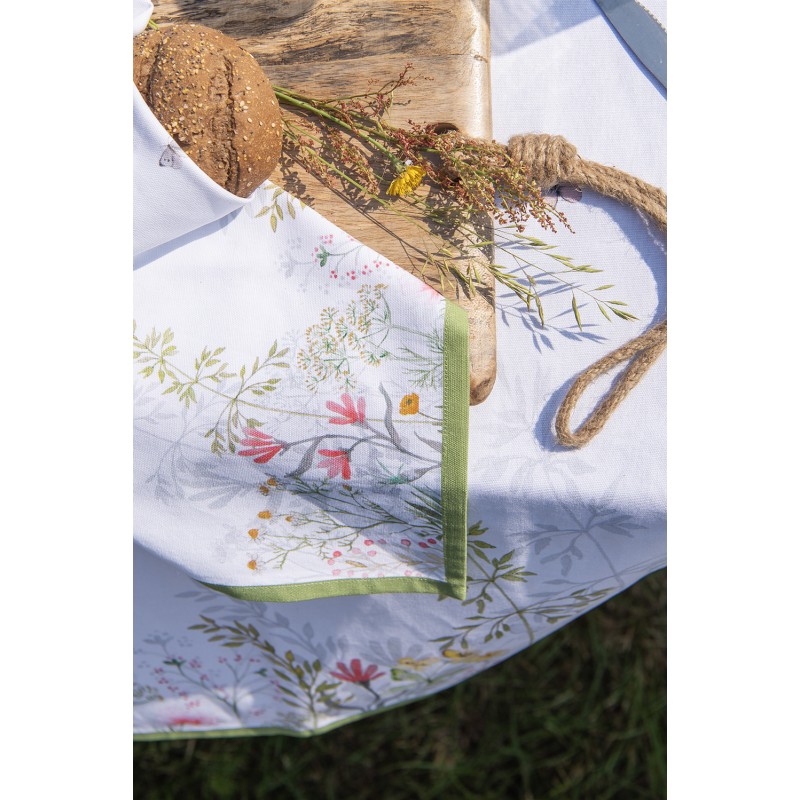 Clayre & Eef Placemats Set van 6  48x33 cm Wit Katoen Bloemen