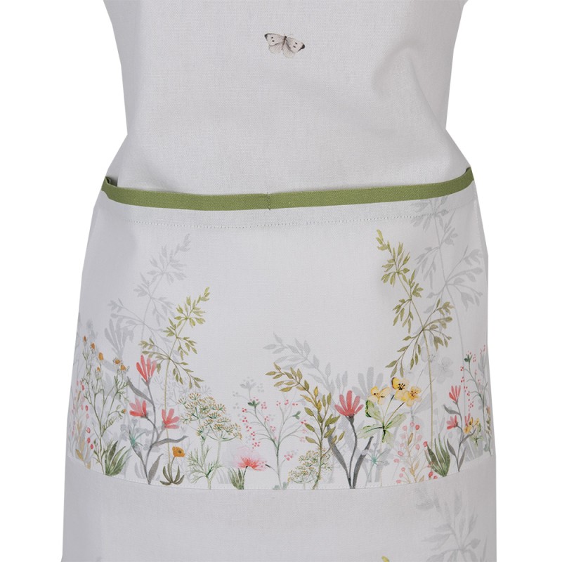 Clayre & Eef Kitchen Apron 70x85 cm White Cotton Flowers