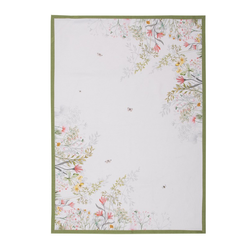 Clayre & Eef Tea Towel  50x70 cm White Cotton Flowers