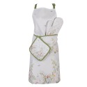 Clayre & Eef Oven Mitt 18x30 cm White Cotton Flowers