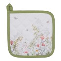 Clayre & Eef Pot Holder 20x20 cm White Cotton Flowers