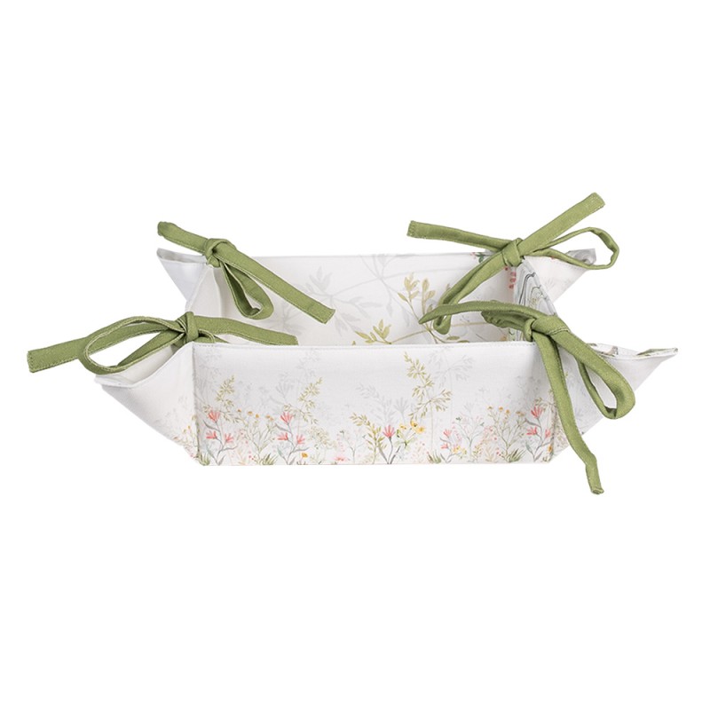 Clayre & Eef Broodmand  35x35x8 cm Wit Katoen Bloemen