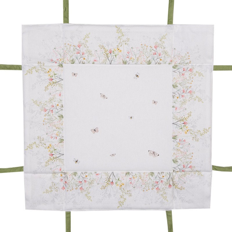 Clayre & Eef Corbeille à pain 35x35x8 cm Blanc Coton Fleurs