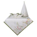 Clayre & Eef Tea Towel  Ø 80 cm White Cotton Round Flowers