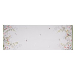Clayre & Eef Chemin de table 50x140 cm Blanc Coton Fleurs