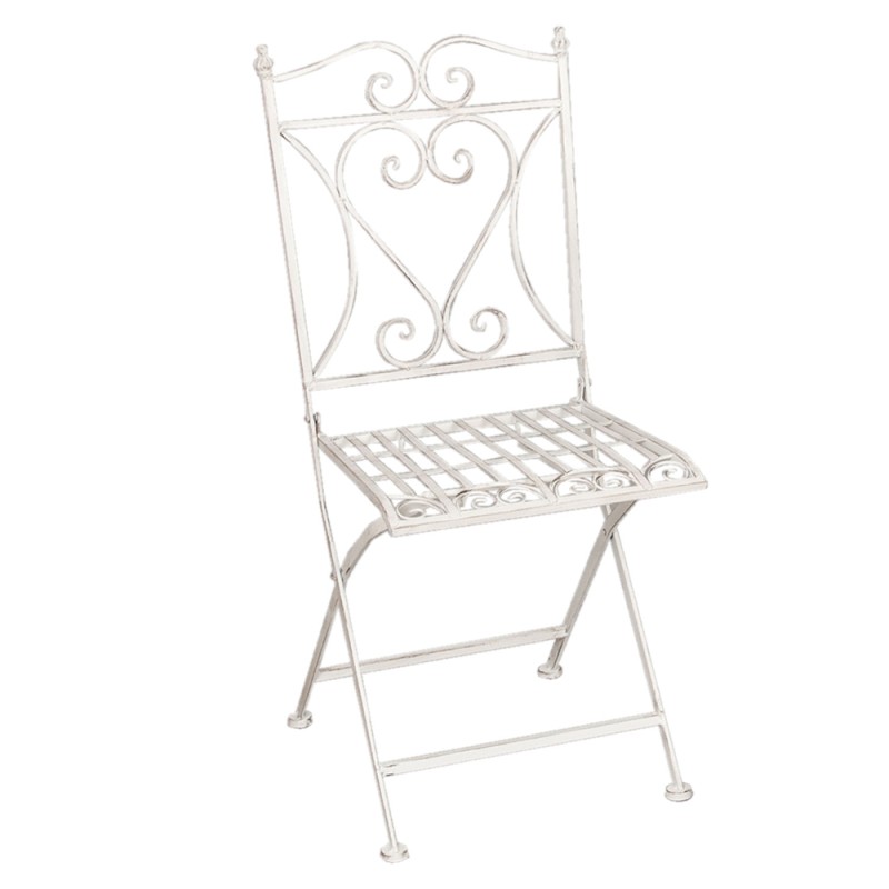 Clayre & Eef Bistro Set Bistro Table Bistro Chair Set of 3 White Iron