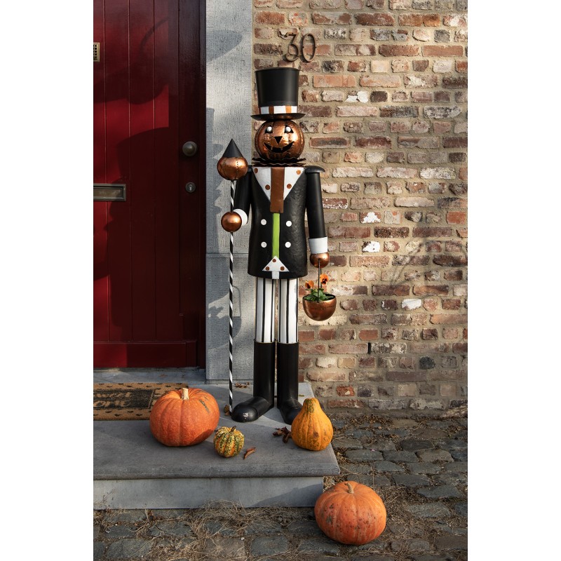 Clayre & Eef Halloween decoratie Pompoen 48x33x157 cm Zwart Ijzer