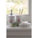 Clayre & Eef Badezimmer-Set 3er Set Weiß Rosa Keramik Blumen