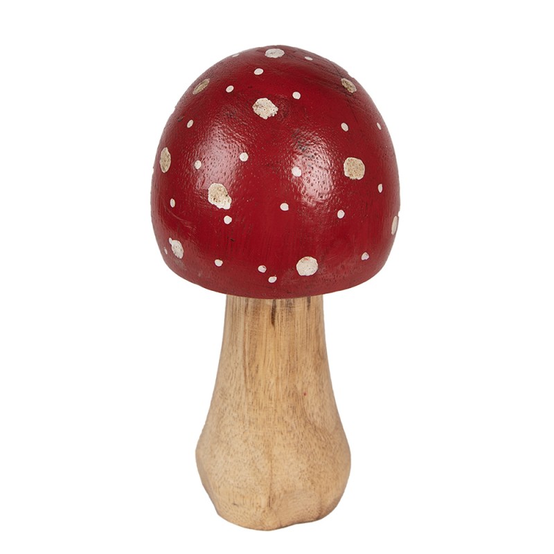 Clayre & Eef Decoration Mushroom Ø 6x13 cm Red Wood