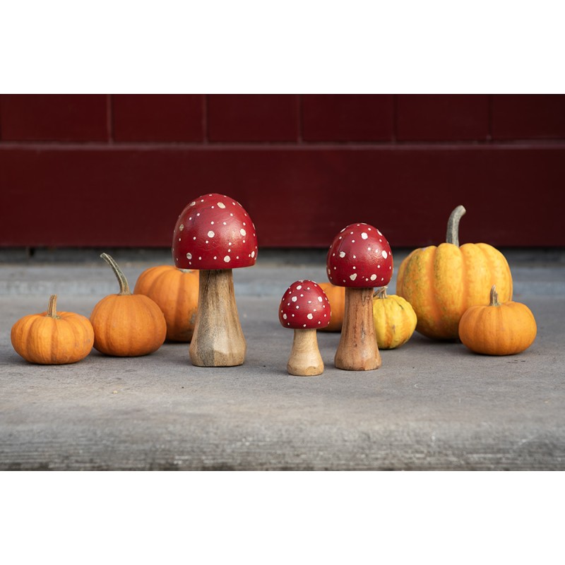 Clayre & Eef Decoration Mushroom Ø 6x13 cm Red Wood
