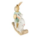 Clayre & Eef Figurine Rabbit 10x4x11 cm White Green Polyresin
