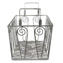 Clayre & Eef Storage Basket 37x20x25 cm Grey Iron Leaves