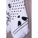 Clayre & Eef Guest Towel 40x66 cm Black White Cotton Bird
