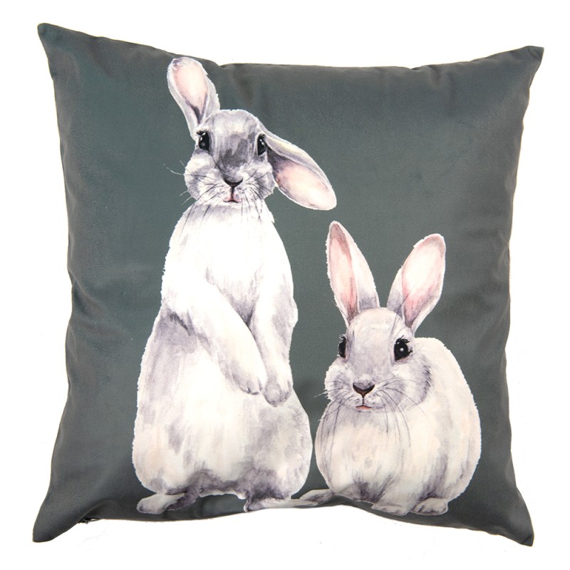 Clayre & Eef Federa per cuscino 45x45 cm Verde Bianco  Poliestere Quadrato Conigli
