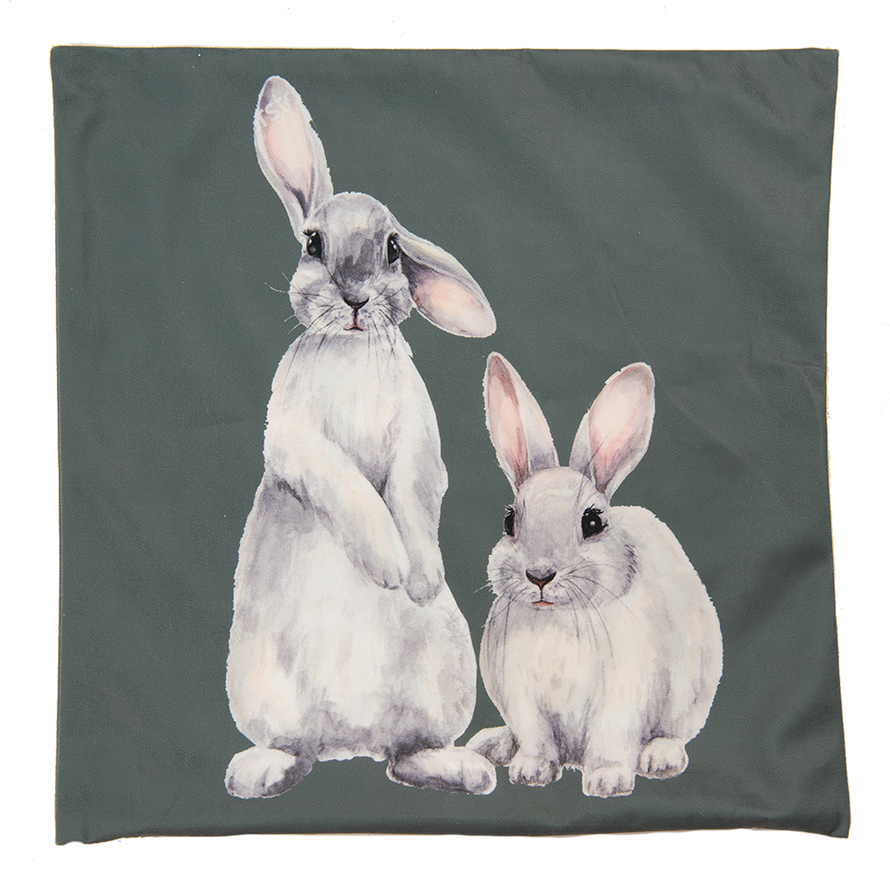 Kussenhoes 45X45 Cm Groen Wit Polyester Konijnen-image