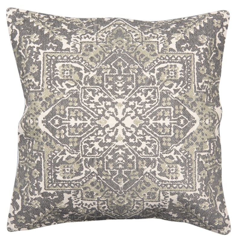 Clayre & Eef Housse de coussin 50x50 cm Gris Vert Coton Carré