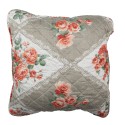 Clayre & Eef Cushion Cover 50x50 cm Grey Pink Cotton Polyester Flowers