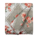 Clayre & Eef Bedspread 140x220 cm Grey Pink Cotton Polyester Rectangle Flowers