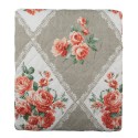 Clayre & Eef Couvertures 240x260 cm Gris Rose Coton Polyester Rectangle Fleurs