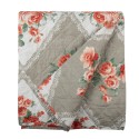 Clayre & Eef Couvertures 240x260 cm Gris Rose Coton Polyester Rectangle Fleurs