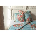 Clayre & Eef Housse de coussin 40x40 cm Bleu Rose Coton Polyester Fleurs