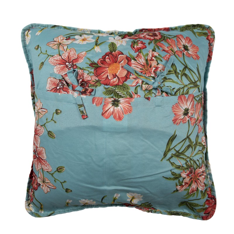 Clayre & Eef Housse de coussin 50x50 cm Rose Bleu Coton Carré