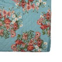 Clayre & Eef Bedspread 140x220 cm Blue Pink Cotton Polyester Rectangle Flowers